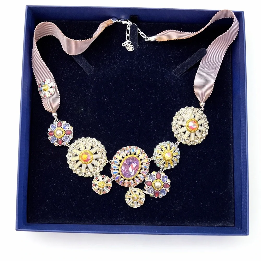 SWAROVSKI CRYSTAL REGENCY RIBBON NECKLACE RARE ORNATE MAXIMALIST